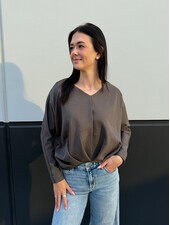 Penny Pleated Long Sleeve | Grey