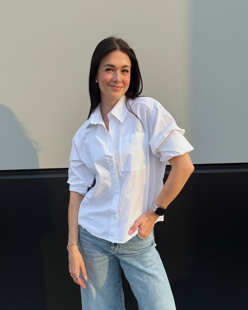 Gathered Sleeve Blouse | White