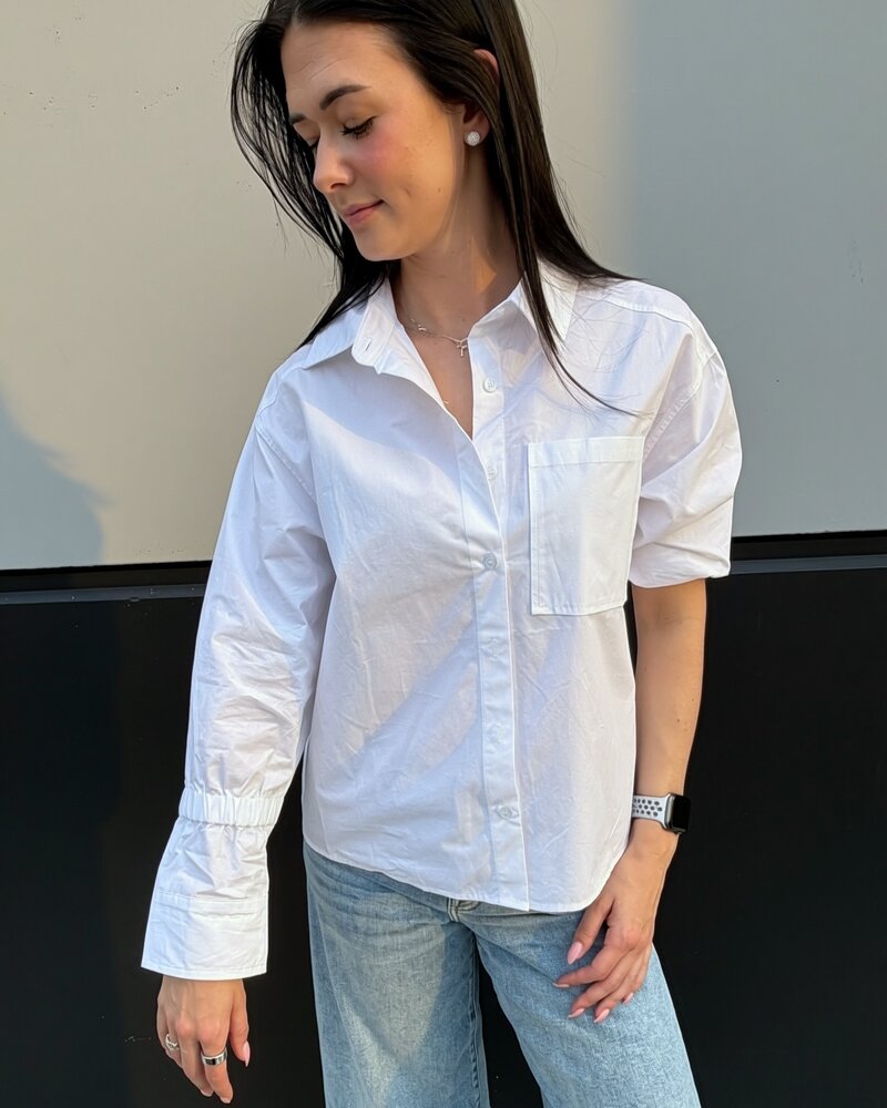 Gathered Sleeve Blouse | White