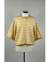 Tobi Knit Cardigan Stripe Top | Mustard