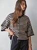 Tobi Knit Cardigan Stripe Top | Black