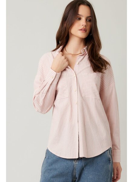 Sloan Striped Cotton Blouse | Pink