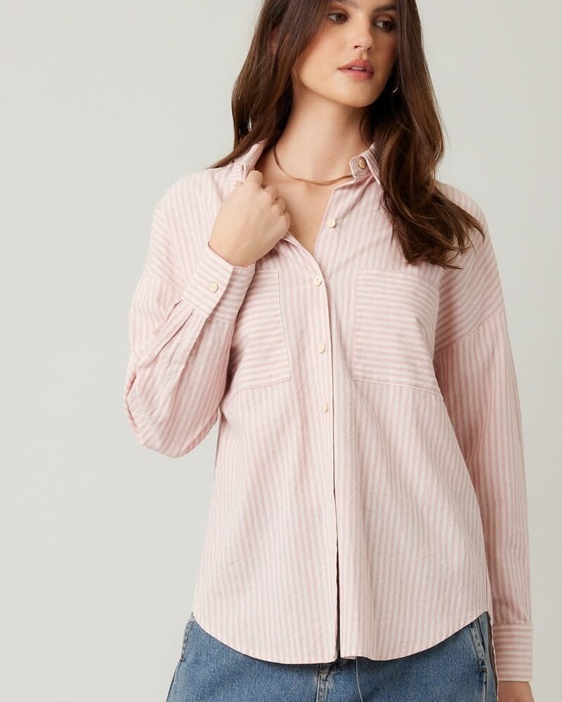 Sloan Striped Cotton Blouse | Pink