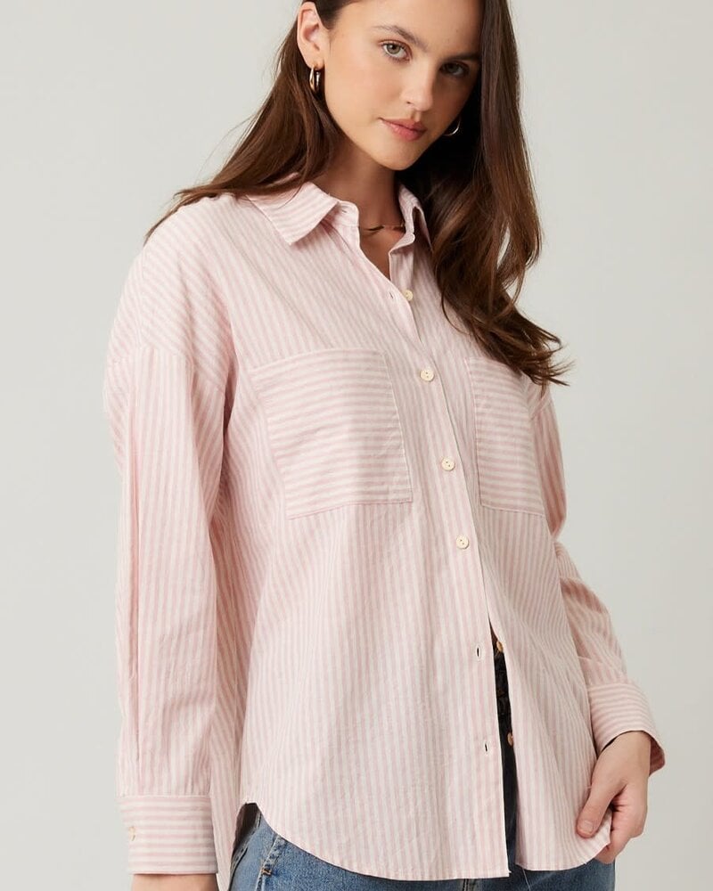 Sloan Striped Cotton Blouse | Pink