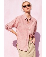 Sloan Striped Cotton Blouse | Red