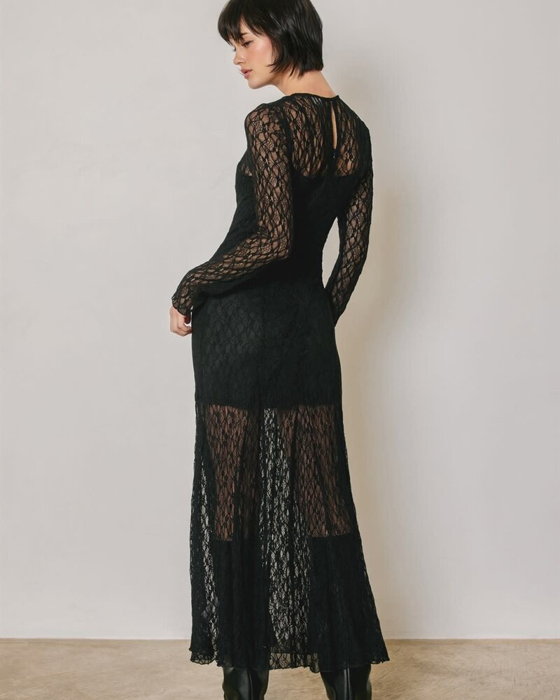 Lace Sculpted Maxi Dress | Black