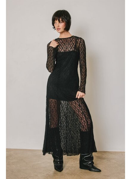 Lace Sculpted Maxi Dress | Black