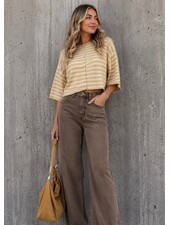 Tobi Knit Cardigan Stripe Top | Mustard