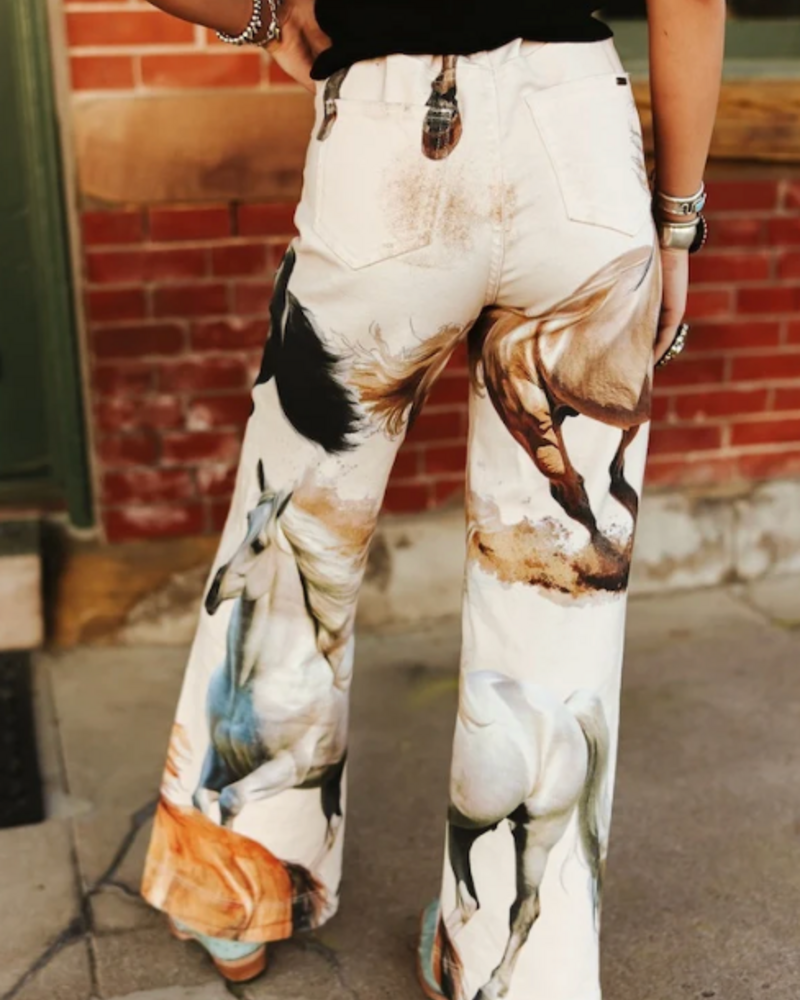 Vintage Running Horse Wide Leg Jean