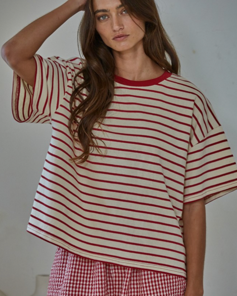 Landon Striped Tee | Red