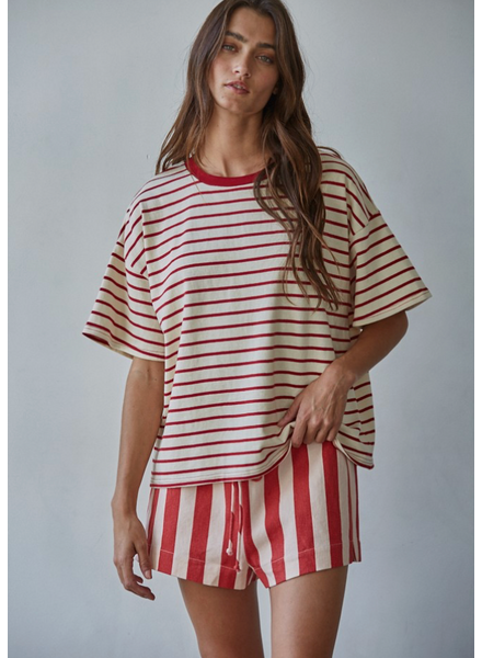 Landon Striped Tee | Red