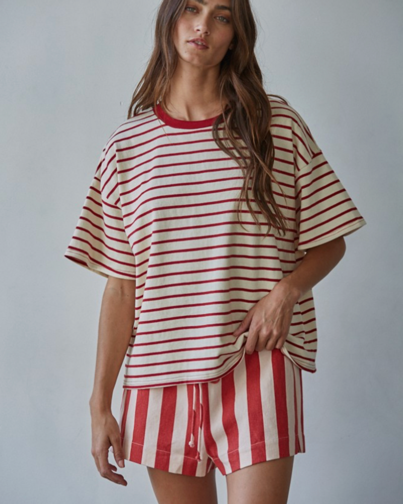 Landon Striped Tee | Red