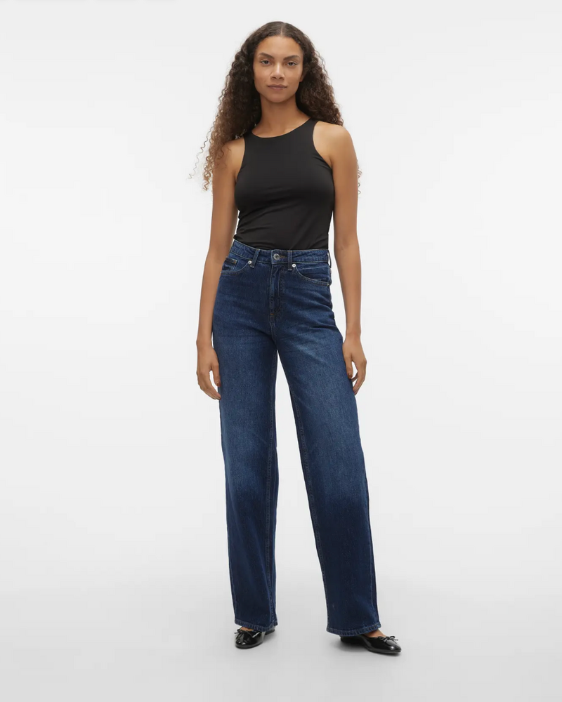 Vero Moda Tessa Wide Leg Jean | Deep Blue 32" Inseam