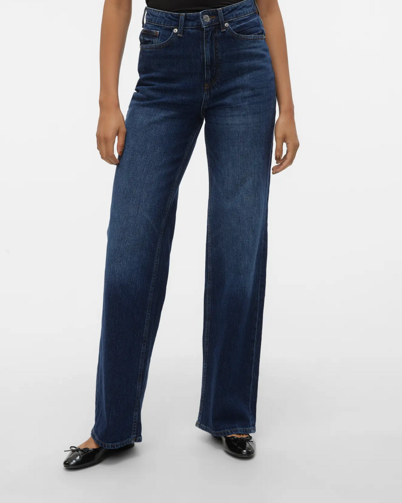 Vero Moda Tessa Wide Leg Jean | Deep Blue 34" Inseam