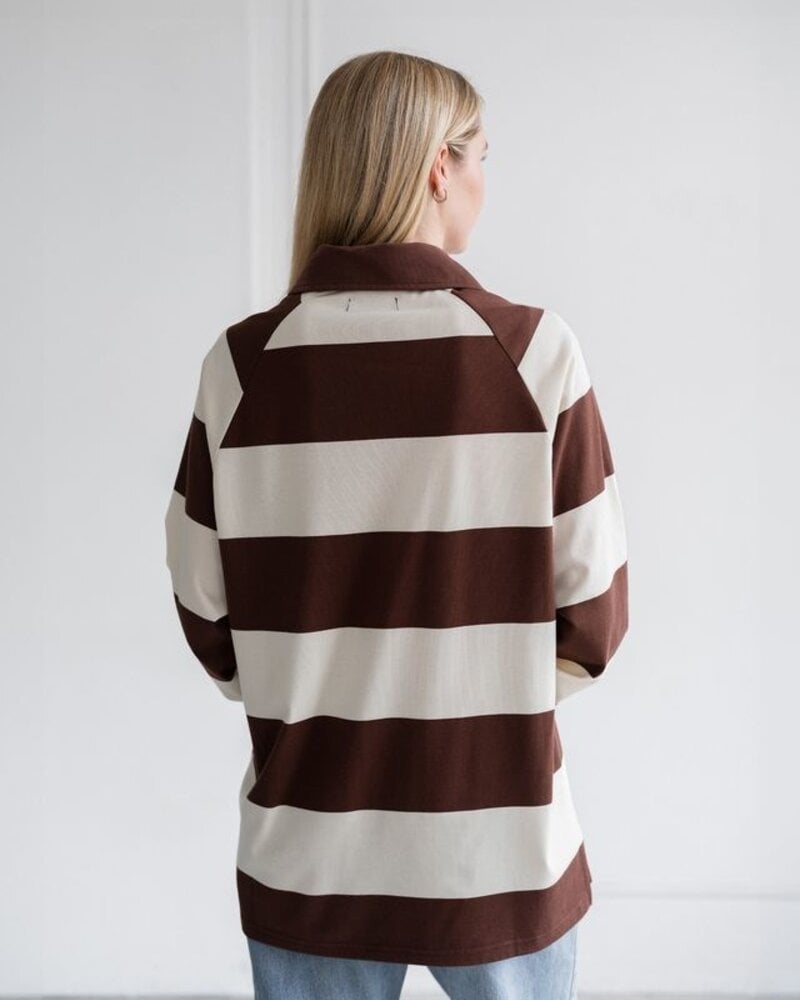Stripe Rugby Polo | Brown