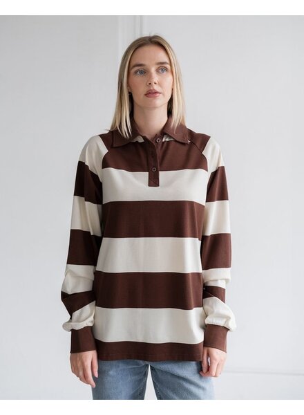 Stripe Rugby Polo | Brown