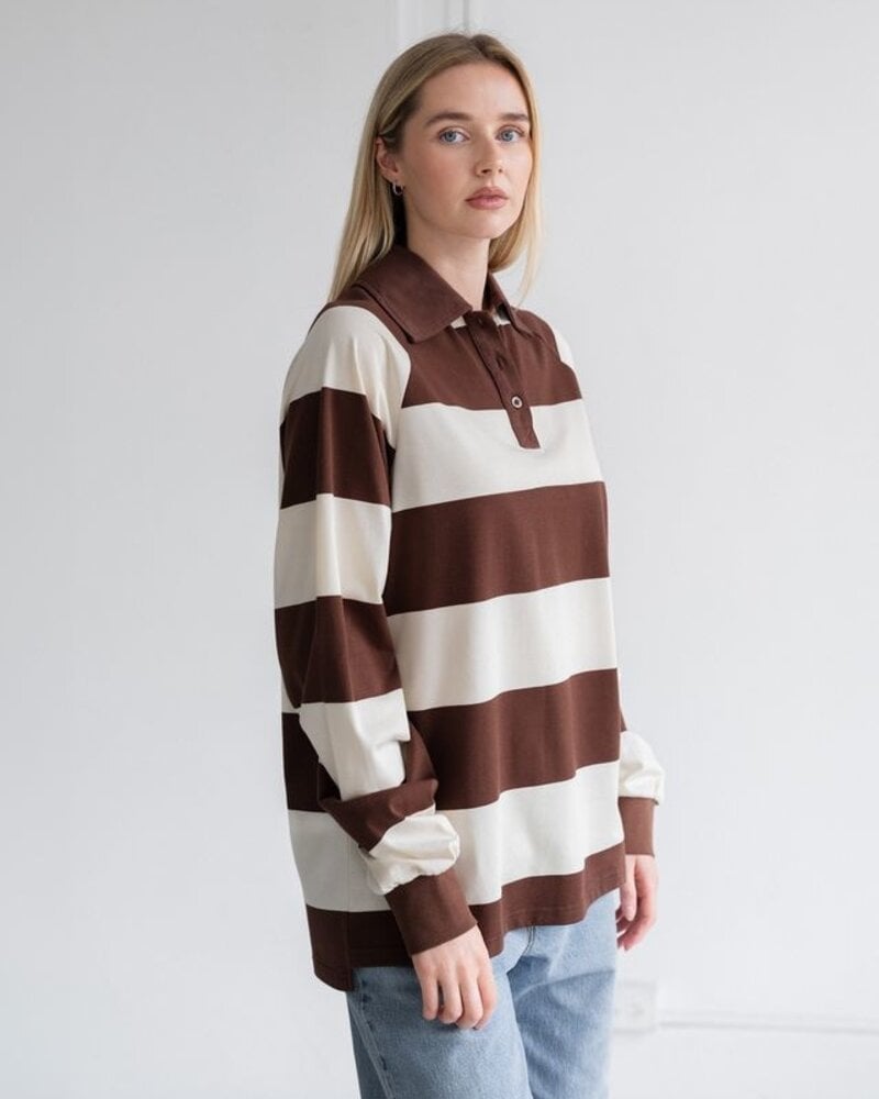 Stripe Rugby Polo | Brown