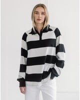 Free People Stripe Rugby Polo | Black
