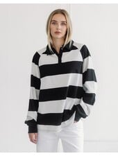 Free People Stripe Rugby Polo | Black