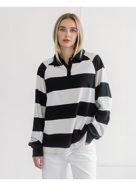 Free People Stripe Rugby Polo | Black