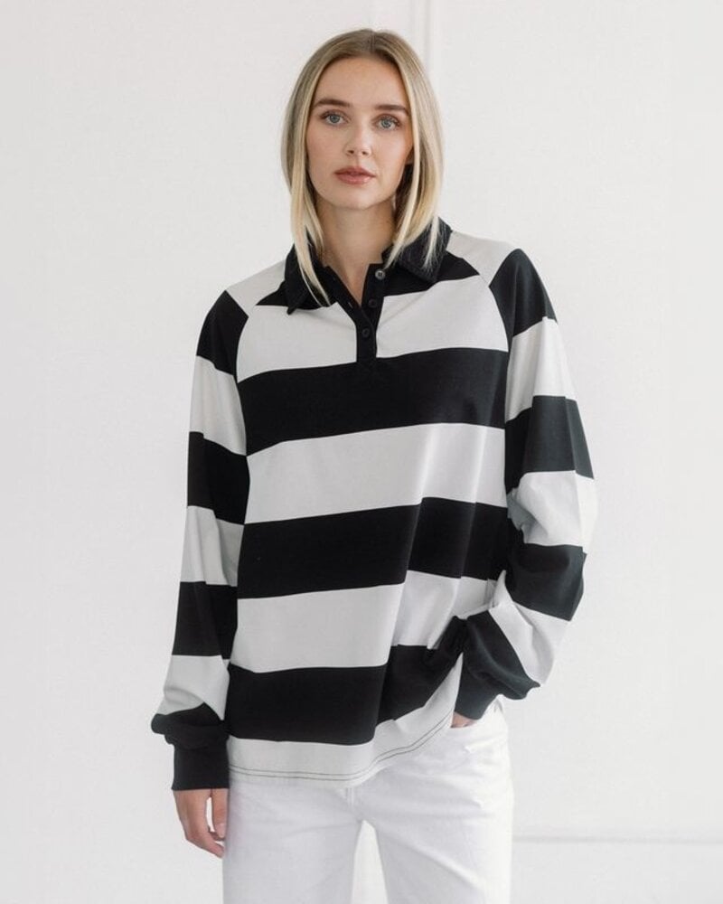 Free People Stripe Rugby Polo | Black