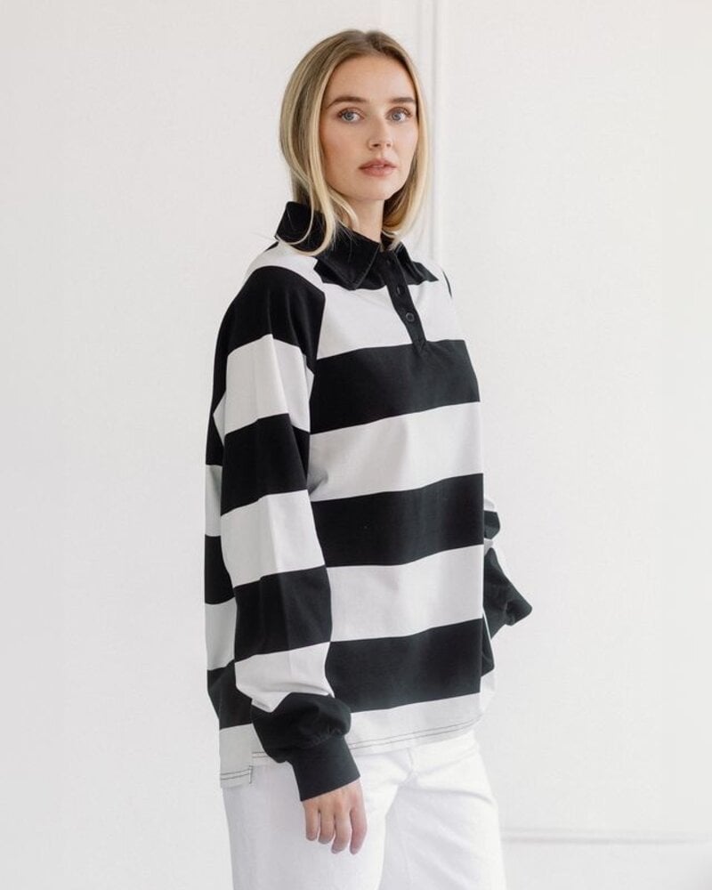 Free People Stripe Rugby Polo | Black