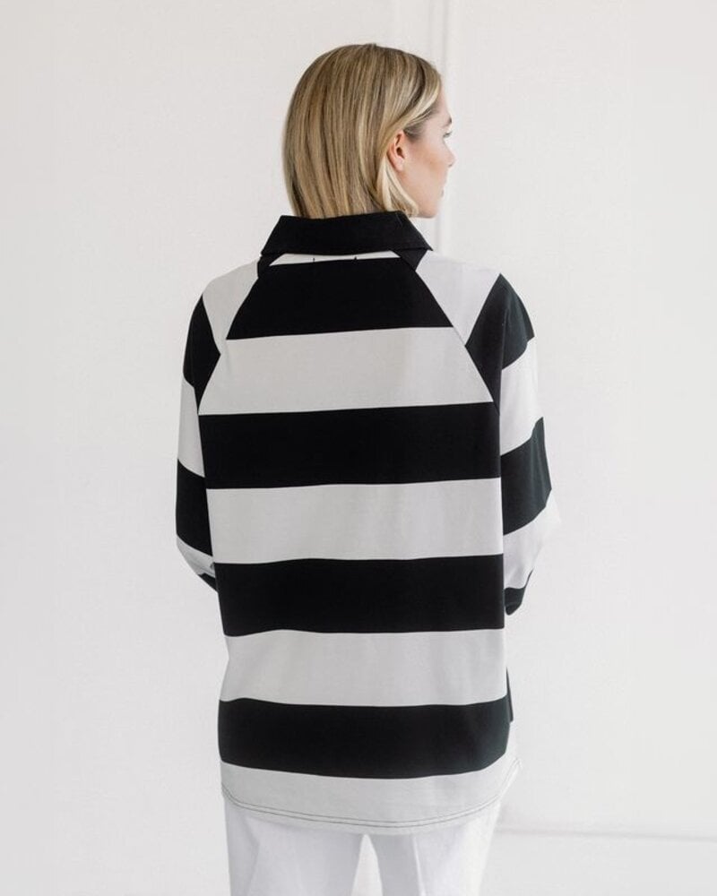 Free People Stripe Rugby Polo | Black