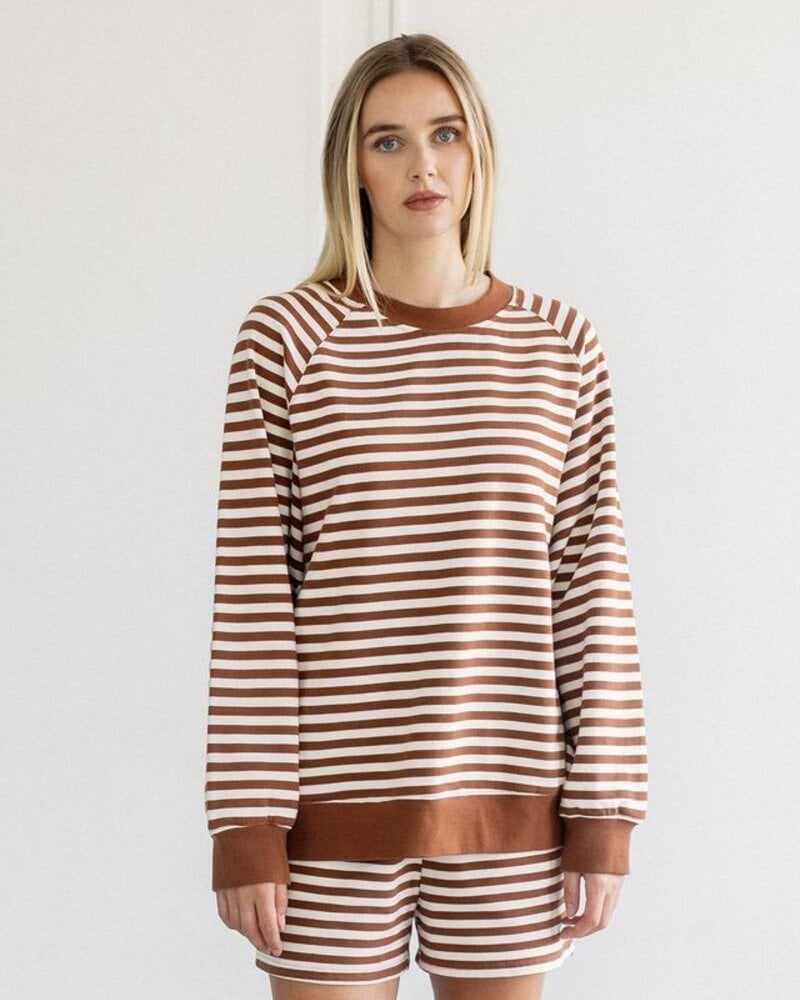 Striped Crew | Brown/Cream