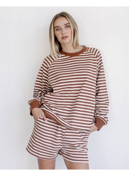 Striped Crew | Brown/Cream