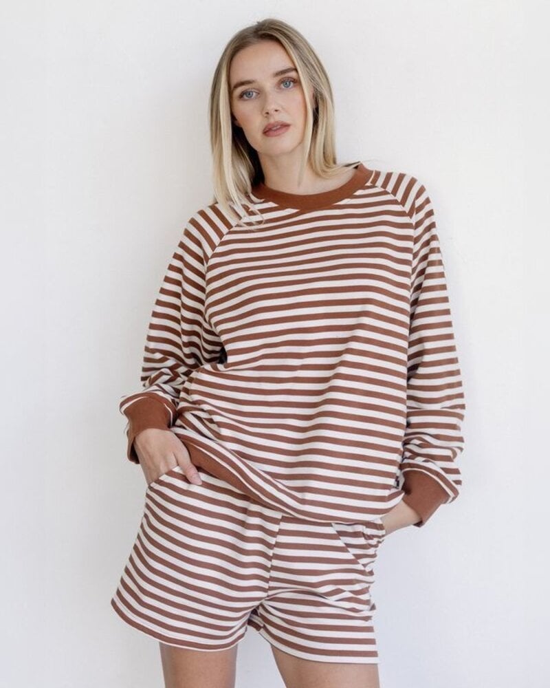 Striped Crew | Brown/Cream