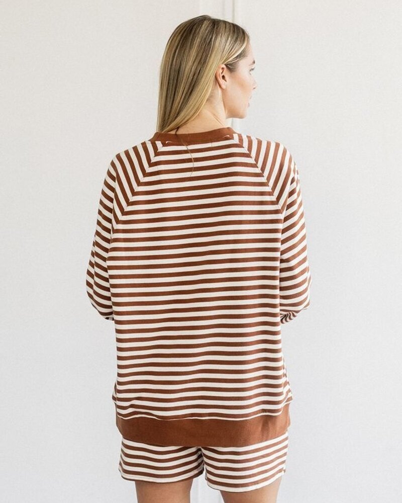Striped Crew | Brown/Cream