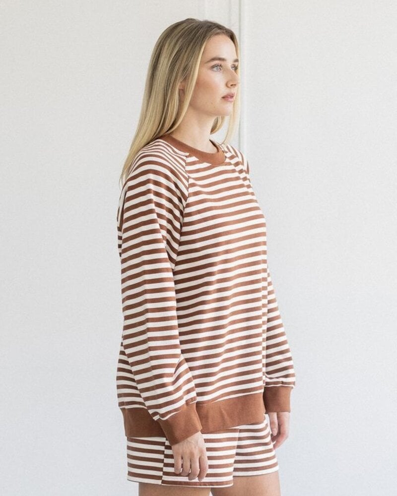 Striped Crew | Brown/Cream