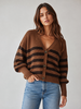 Vero Moda Lea V-Neck Cuff Cardigan | Brown Stripes