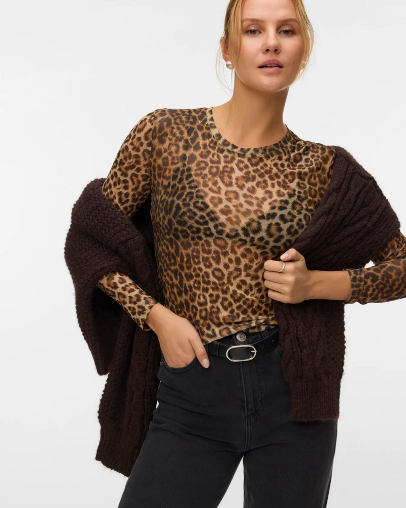 Vero Moda Lova Mesh Top | Leopard