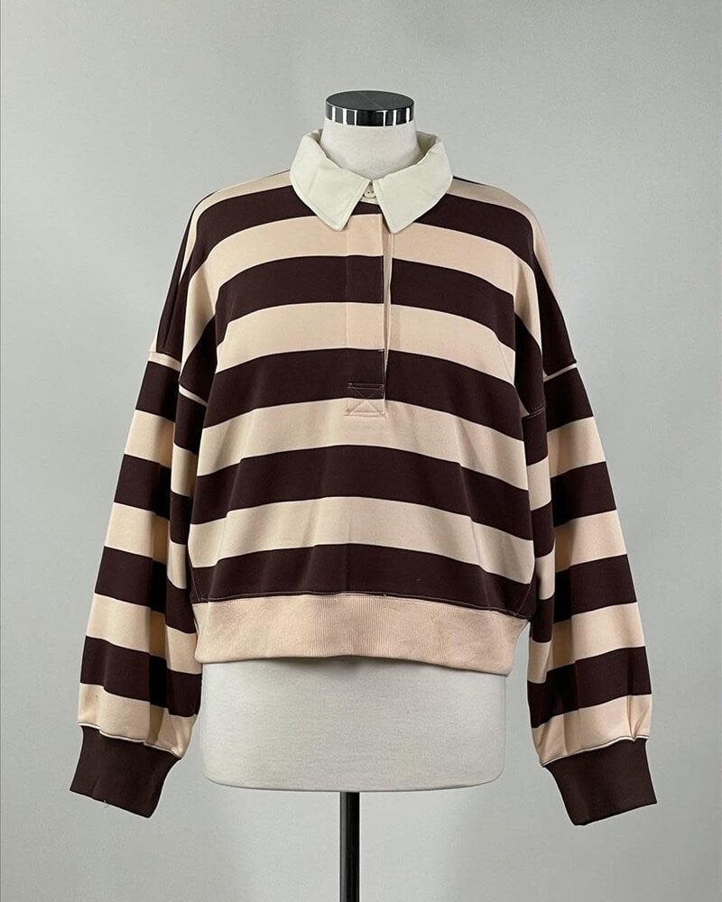 Amerie Striped Pullover | Chocolate