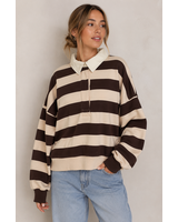 Amerie Striped Pullover | Chocolate