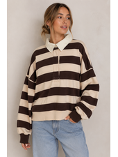 Amerie Striped Pullover | Chocolate