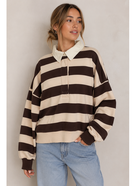 Amerie Striped Pullover | Chocolate
