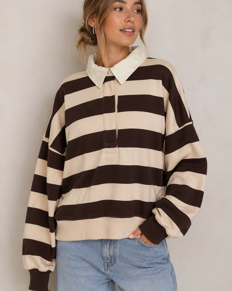 Amerie Striped Pullover | Chocolate