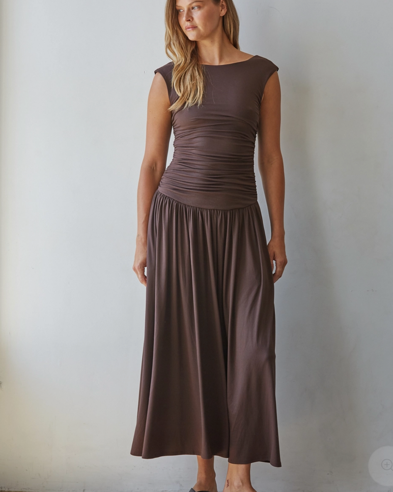 Luna Ruched Dress | Chocolate
