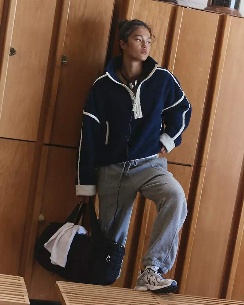 Free People Mountain High 1/2 Zip Fleece | Navy