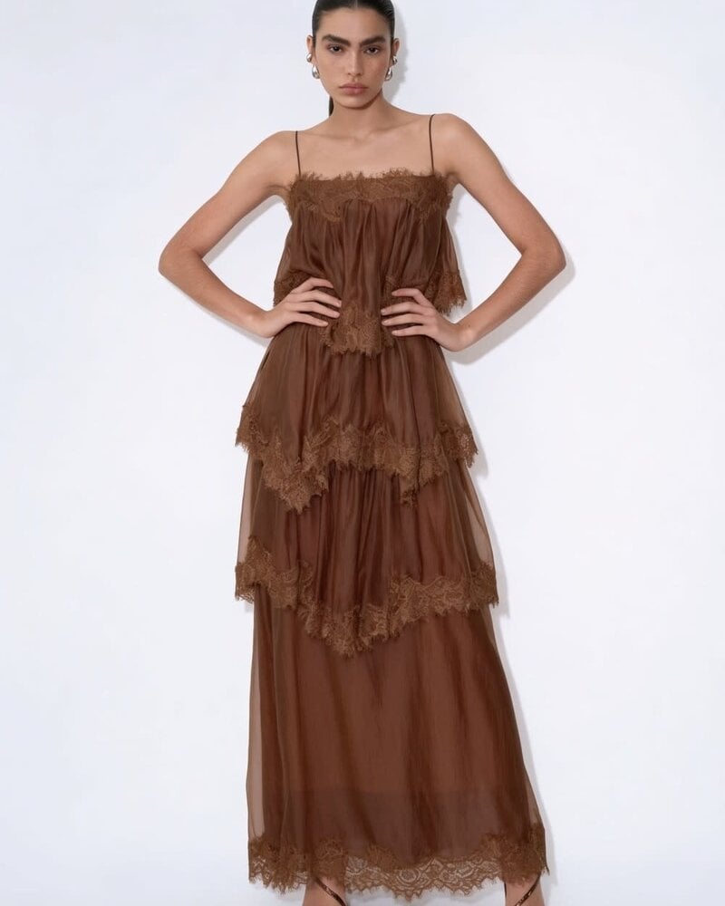 Stella Tiered Lace-trimmed Maxi Dress