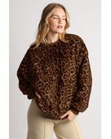 Leopard  One Size Crewneck Sweater | Brown