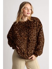Leopard  One Size Crewneck Sweater | Brown