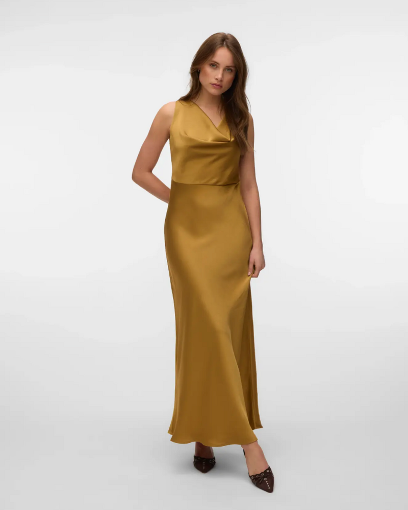 Vero Moda Maika Tie Maxi Dress | Pale Gold
