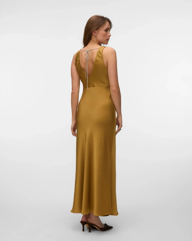 Vero Moda Maika Tie Maxi Dress | Pale Gold
