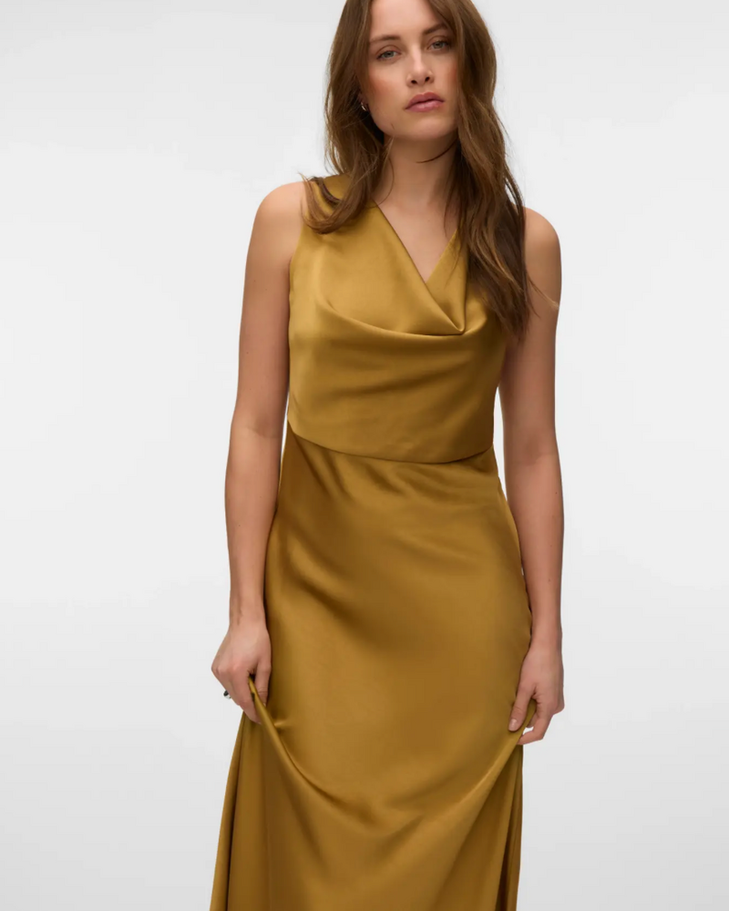 Vero Moda Maika Tie Maxi Dress | Pale Gold