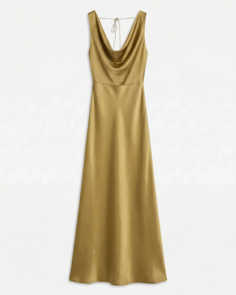 Vero Moda Maika Tie Maxi Dress | Pale Gold
