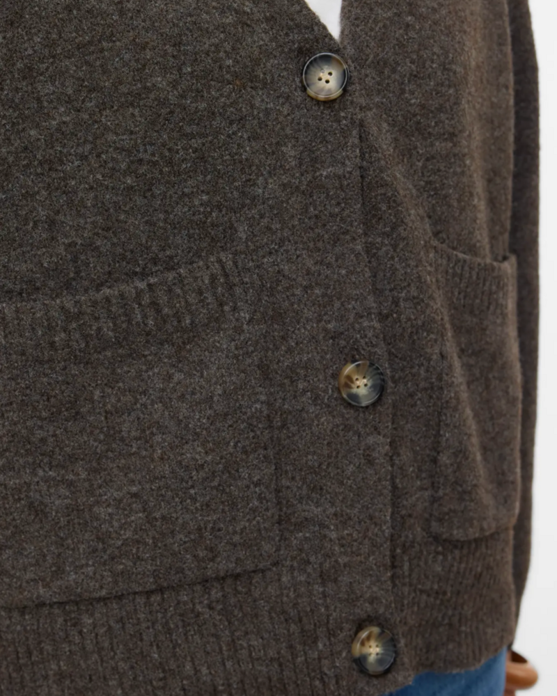 Vero Moda Boom Button Cardigan | Chocolate