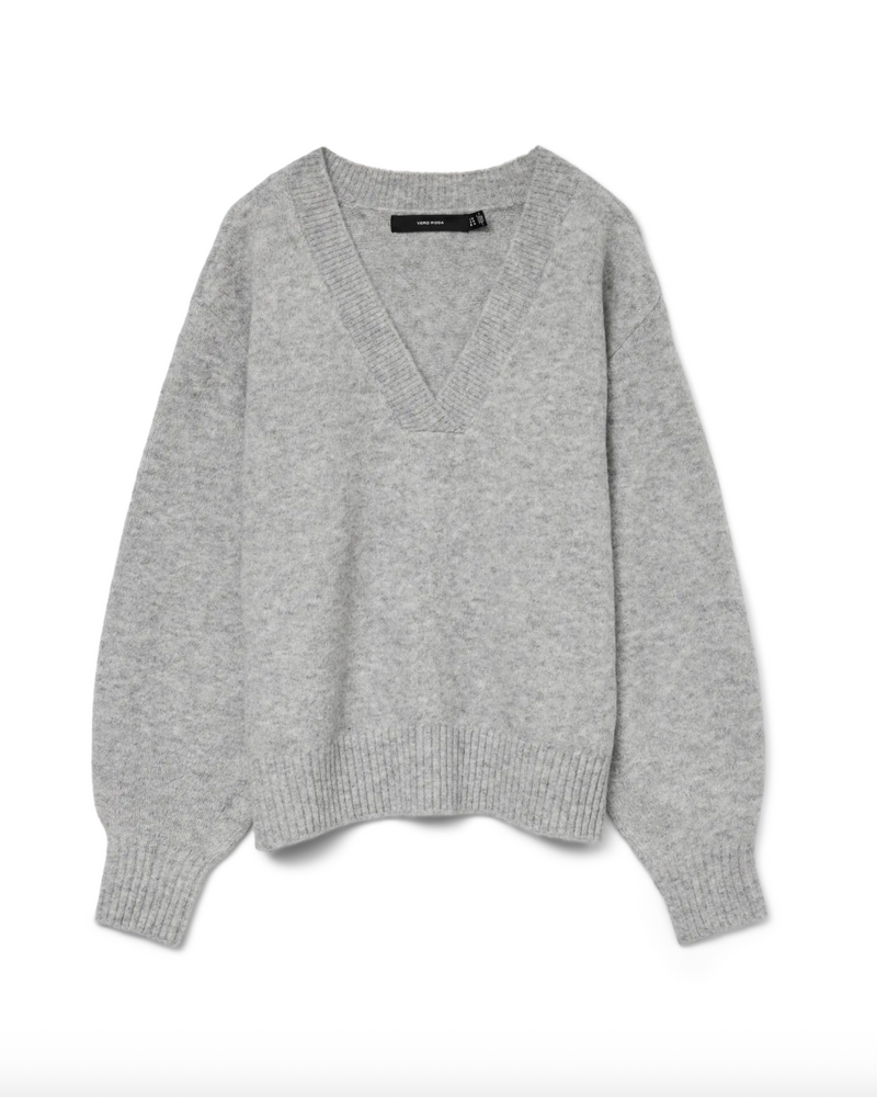 Vero Moda Boom V-neck Pullover | Grey